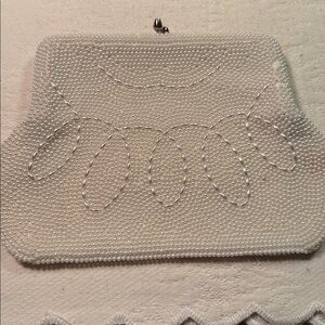 Vintage White Beaded Mini Bag